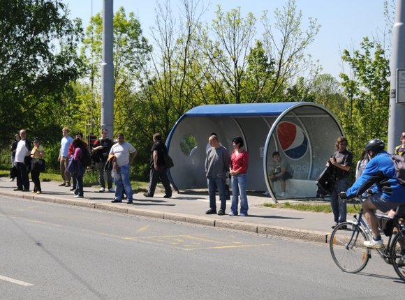 The Coke Can - bus stop in Ostrava Nová Ves