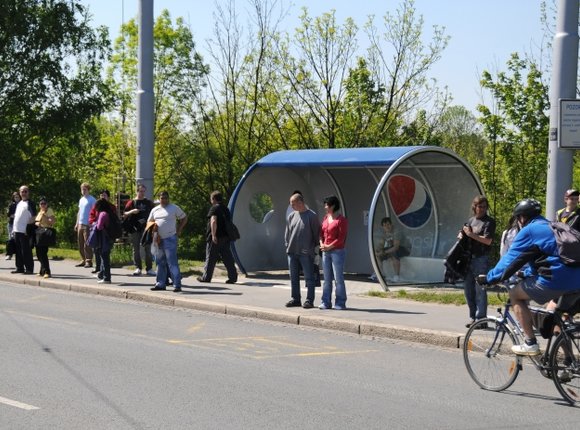 The Coke Can - bus stop in Ostrava Nová Ves